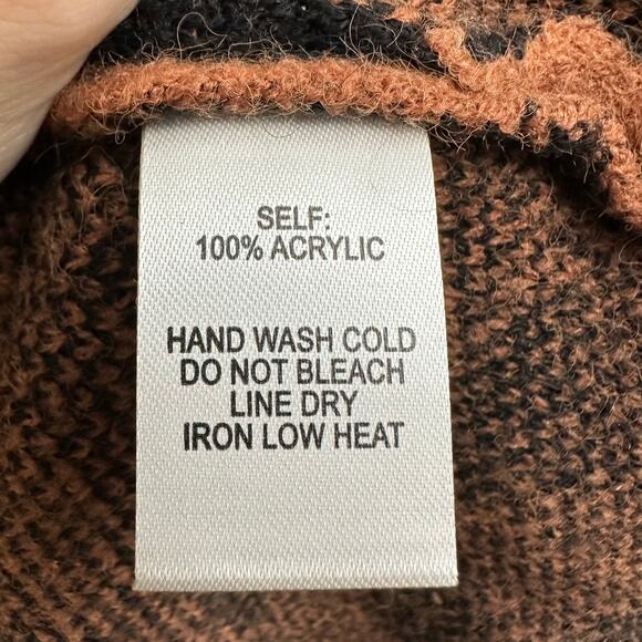 Lulu's Brown Beige Black Polka Dot Bell Sleeve Sweater Dress Size Small Midi - Picture 7 of 8